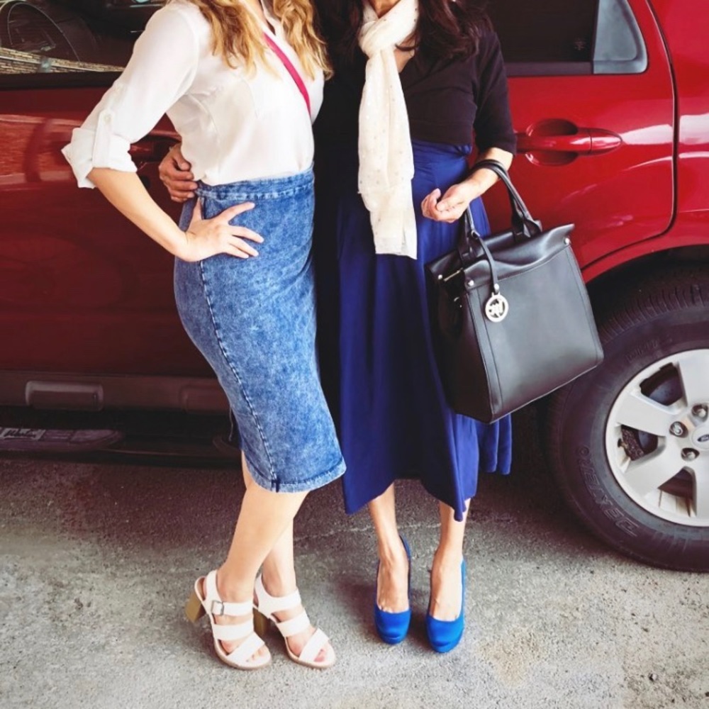 Dark Acid Wash Pencil Skirt